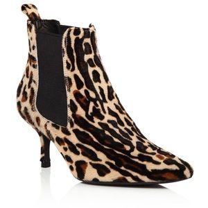 Anine Bing Stevie Leopard Print Calf Hair Ankle Booties kitten heel size 40 US 9